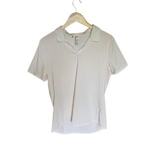 Adidas Pink & White Fitted Button Down Polo Shirt